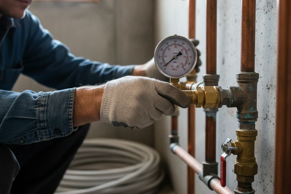 Pressure testing a repaired line during Water Line Repair in Center Hill